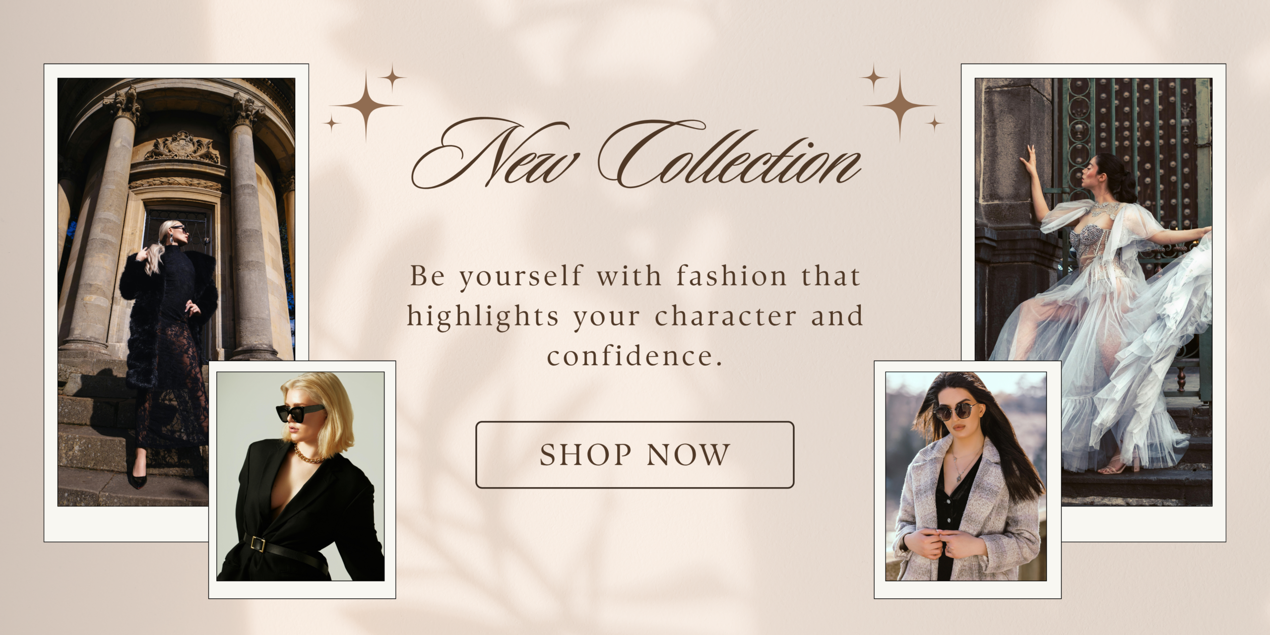 beige minimalist fashion new collection banner